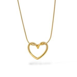 18K Gold Plated Heart Pendant Chain Necklace for Women & Girls | Anti Tarnish Stainless Steel Minimal Love Locket Stylish Everyday Wear Jewellery Valentine, Anniversary Birthday