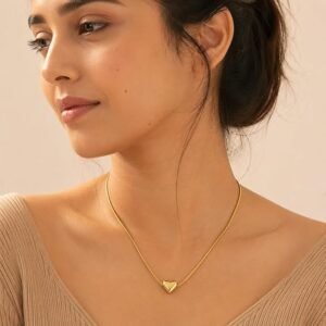 MEENAZ pendant necklace chain for women girls Love anti tarnish stainless steel gold stylish Neck Chain | Heart Locket | Modern Design | Birthday Gift Valentine| Aesthetic Jewellery for women | Accessories